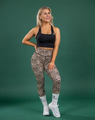 M-Sportswear Jungle Collection High Waist Scrunch Butt Tights, Yellow Leopard