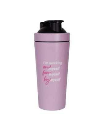 Quamtrax Metal Shaker, 740 ml, Pinkki (Working on myself)