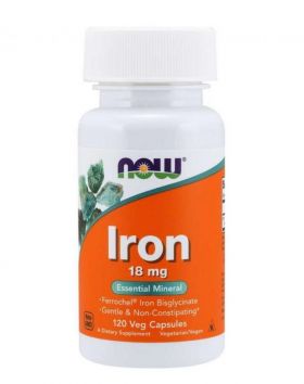 NOW Foods Iron 18 mg, 120 kaps. (Poistotuote, 07/23)