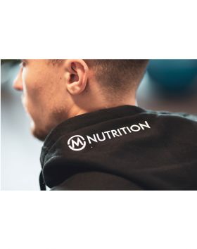 M-Nutrition Unisex Zip Hoodie logolla, Musta, Valkoinen logo