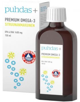 Puhdas+ Premium Omega-3 150 ml, sitruuna (päiväys 7/22)