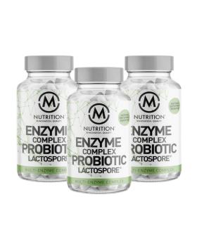 Big Buy: 3 kpl M-Nutrition Enzyme Complex & Probiotic Lactospore (300 kaps.)